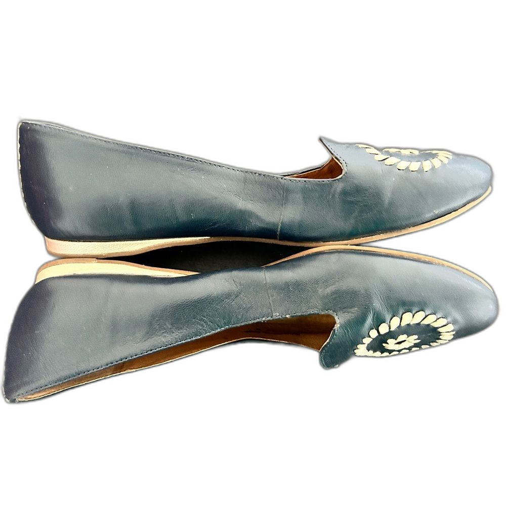 Jack Rogers Loafers Slip On Flats Shoes Womens 8.5 Blue Gold Rebecca Classic - Picture 5 of 7